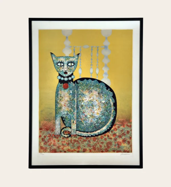 Jose Puig Marti Glamorous Cat original lithograph 214 of 350 signed West 23 art gallery India