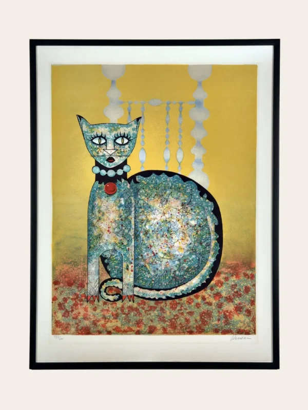 Jose Puig Marti Glamorous Cat original lithograph 214 of 350 signed West 23 art gallery India
