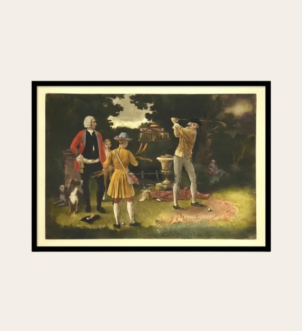 The Practice Shot colour mezzotint by Lawrence Josset English artist 20th century golf art West 23 India